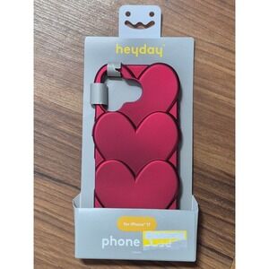 Heyday iPhone 17 Phone Case Heart Design Metallic Red Softshell TPU s13